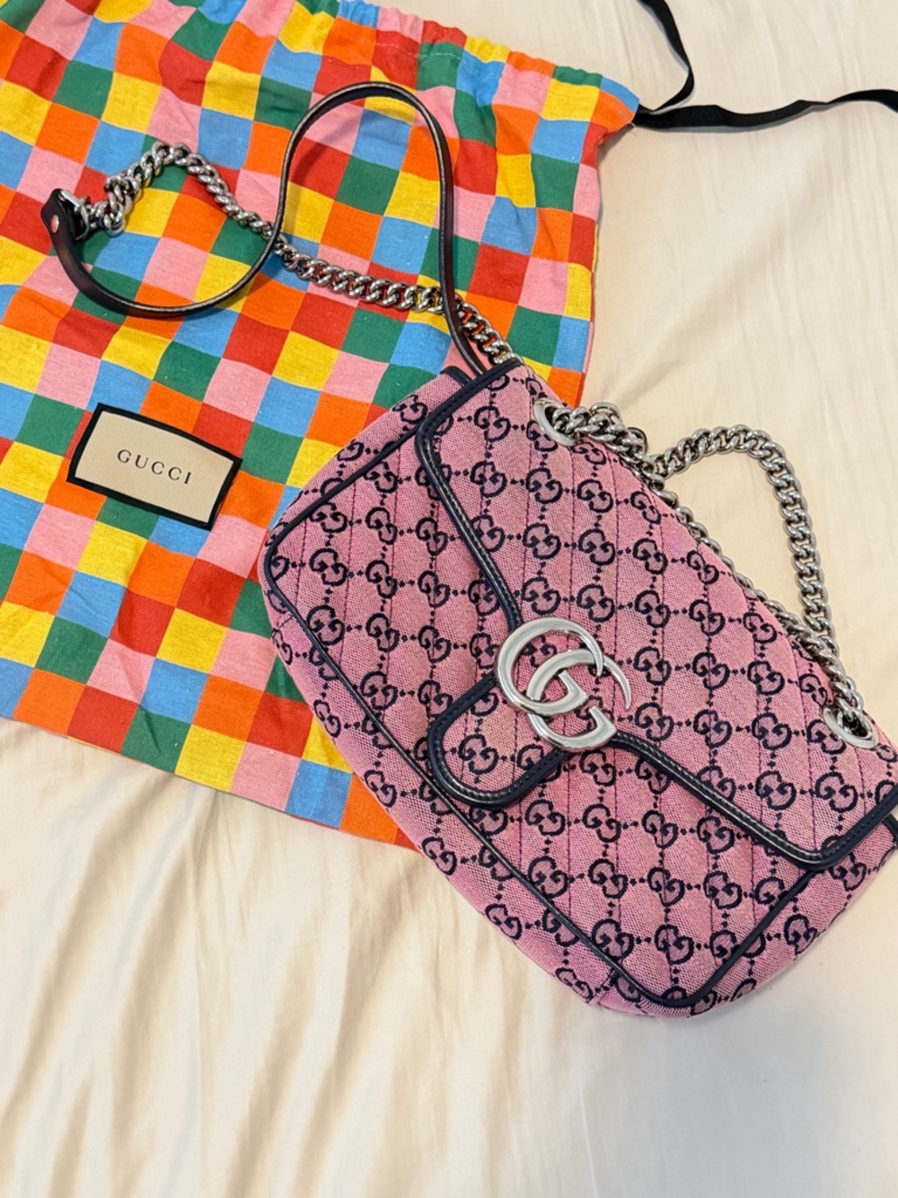 Gucci Pink Large Marmont bag with Iconic GG Monogram